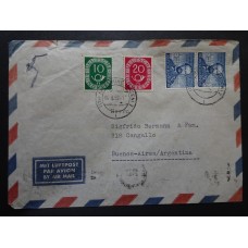 ALEMANIA OCCIDENTAL 1952 SOBRE CIRCULADO A LA ARGENTINA CON ESTASPILLAS DE ALTO VALOR
